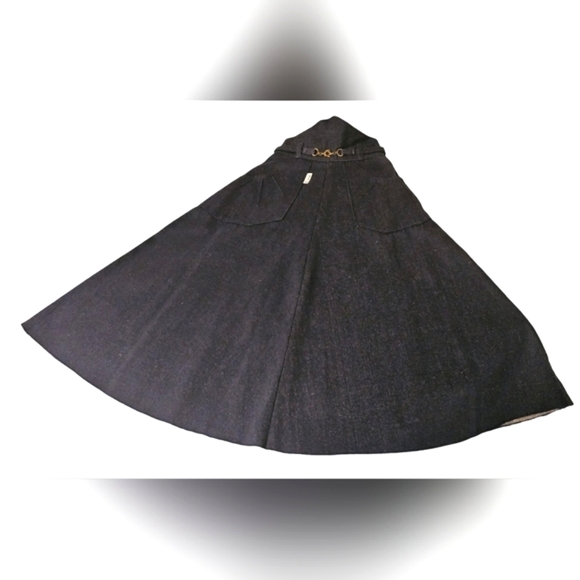 Vintage DENIM High Waist A-Line Flared Midi Skirt - Picture 6 of 16